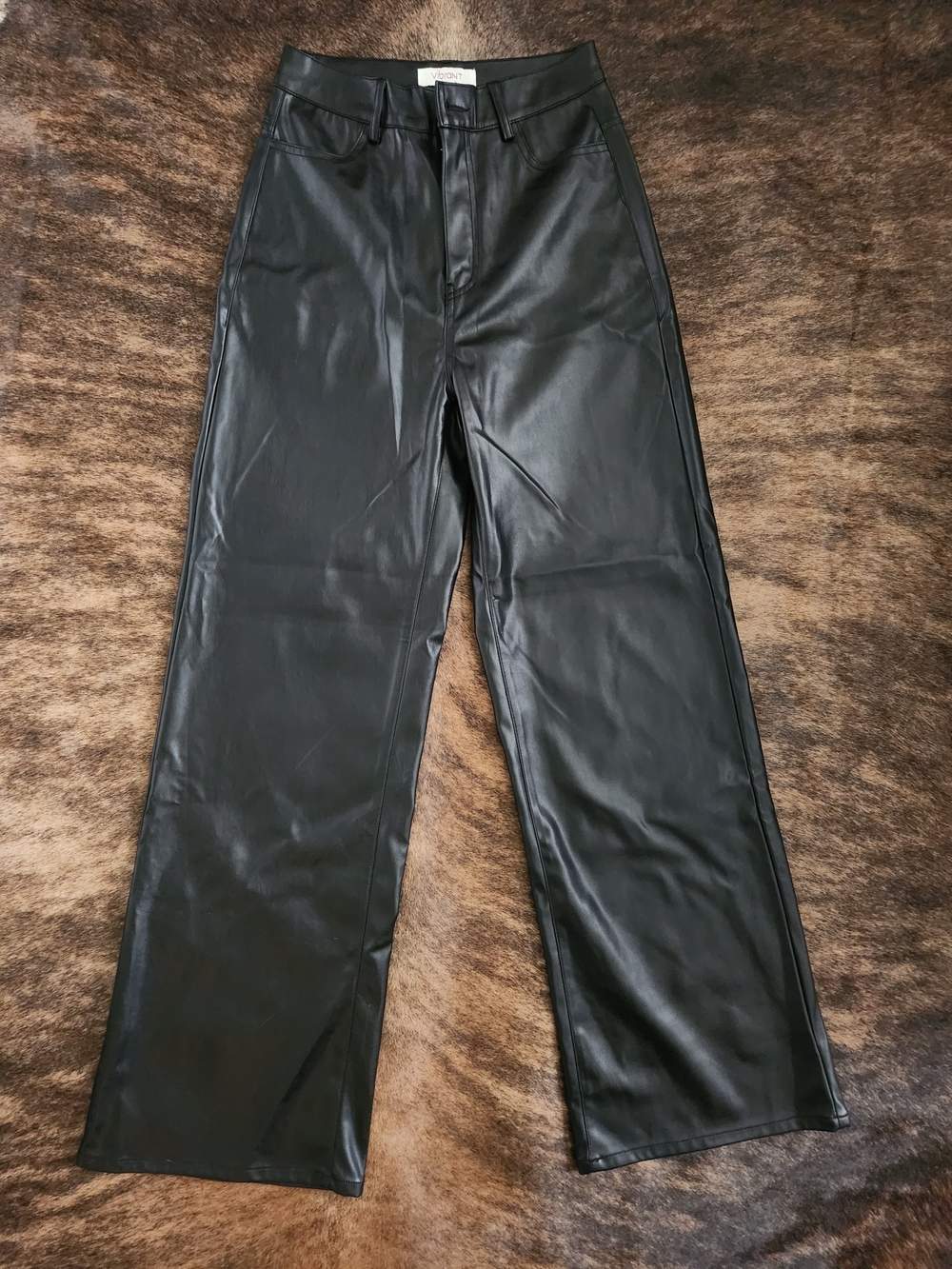 Vibrant Black Leather Pants